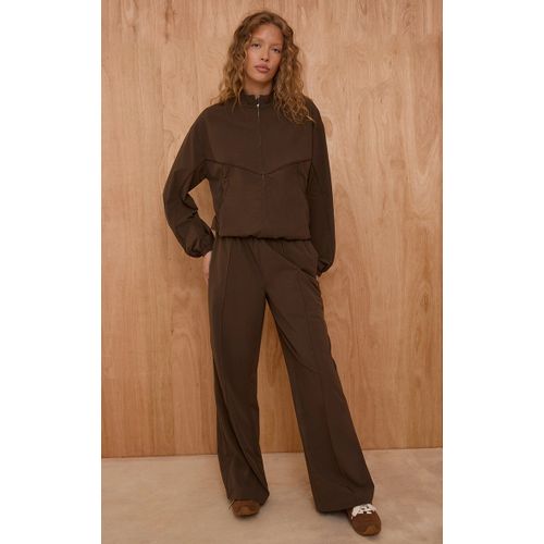 Femme Pantalon De Survêtement En Nylon Marron À Lisérés Surjetés | Taille Small