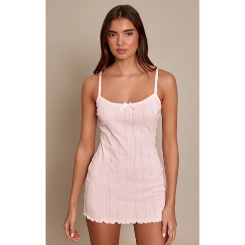 Femme Mini Robe De Pyjama En Maille Pointelle Rose Tendre | Taille Small
