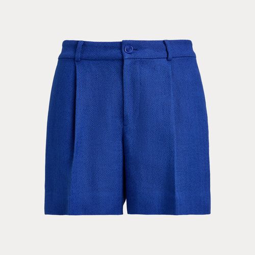 Short À Pinces Lin Et Coton À Chevrons