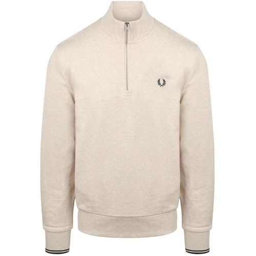 Fred Perry Pull Demi-Zip Melange Blanc Cassé Beige Taille M