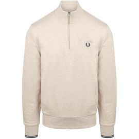 Fred Perry Pull Demi-Zip Melange Blanc Cassé Beige Taille M
