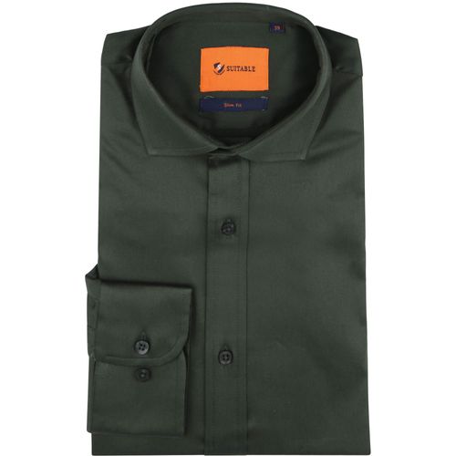 Suitable Chemise Satin Foncé Vert Taille 39