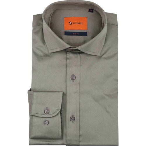 Suitable Chemise Satin Gris Taupe Taille 39