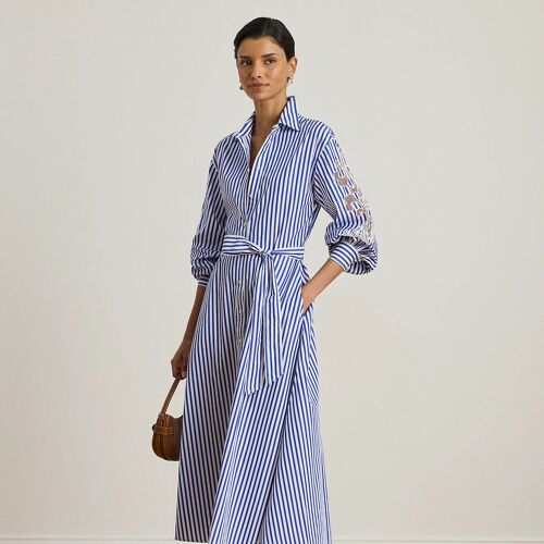 Robe-Chemise Rayée En Popeline Brodée