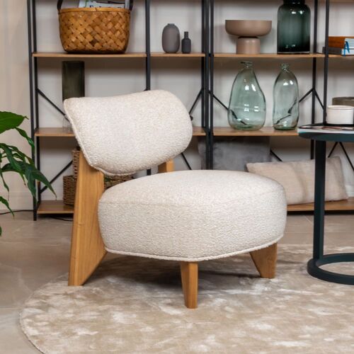 Fauteuil effet peau de mouton beige