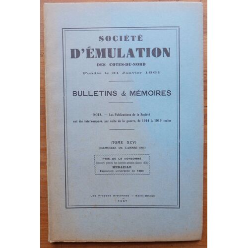 Société D'émulation Des Côtes-Du-Nord - Tome Xcv - Année 1966