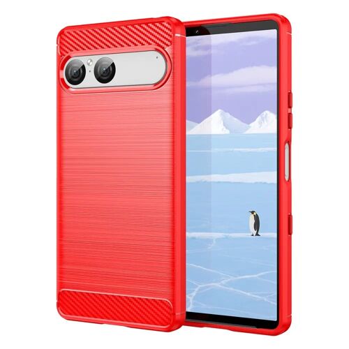 Coque pour Sony Xperia 10 VII - housse etui silicone gel carbone + film ecran - ROUGE