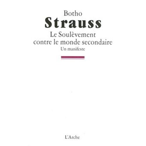 Le Soulèvement Contre Le Monde Secondaire - Botho Strauss