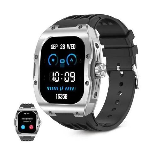 Smartwatch con esfera cuadrada KSIX Hero en color negro y aleación de aluminio, con pantalla táctil de 1.96" AMOLED, conectividad