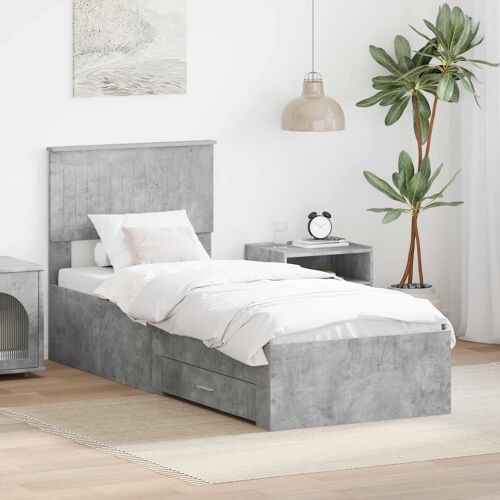 vidaXL Cadre de lit Gris Béton et Argent 75 x 190 cm Bois d'ingénierie