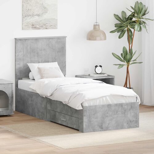 vidaXL Cadre de lit Gris Béton et Argent 75 x 190 cm Bois d'ingénierie