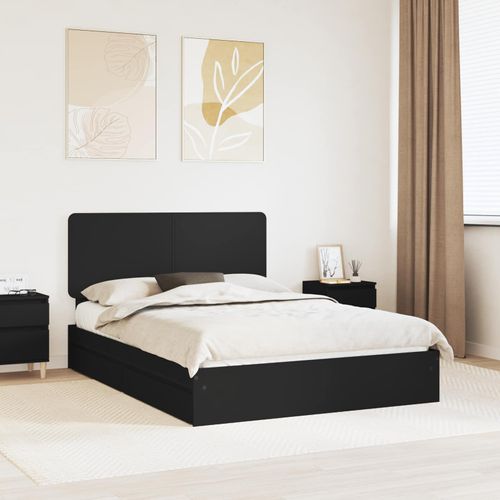 vidaXL Lit de Rangement Noir 140 x 190 cm Bois d'ingénierie