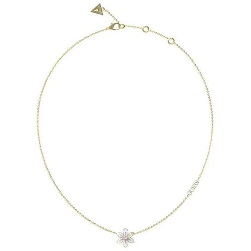 Magnifique Collier Plaqué Or Avec Fleur De Lotus Blanc Jubn04136jwygwht/U