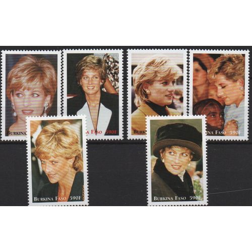 Burkina Faso Timbres Deuil De Lady Di 1998