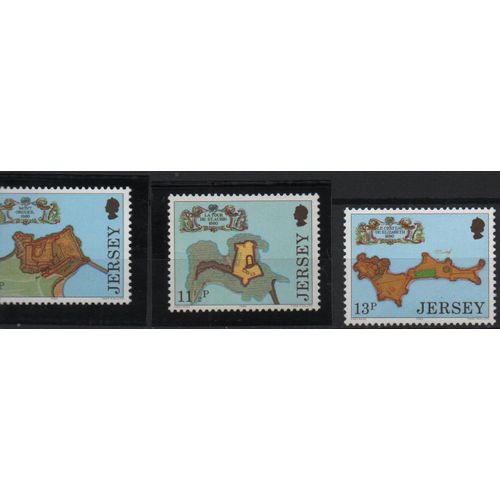 Jersey Timbres Cartes De L'Île 1980