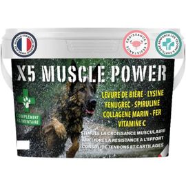 X5 Muscle Power Chien 500g - Croissance Musculaire, Force, Endurance, Récupération - Avec Cuillère Doseuse.