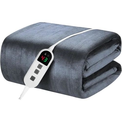 Couverture Chauffante en Flanelle 160x130cm - 10 Niveaux de Chaleur, Minuterie 9h, Lavable, Anti-Surchauffe.