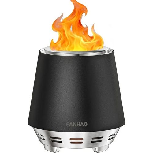 FANHAO Brasero Portable en Acier Inoxydable Noir | Sans Fumée, Combustion Efficace 120%, Bac à Cendres Amovible | Feu de Camp¿.