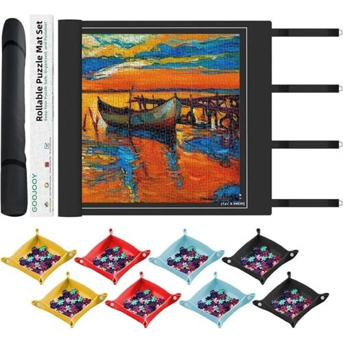 Tapis Puzzle 2000 Pièces Antidérapant - 118x80 cm avec Rouleau & 8 Trieurs - Cadeau Idéal.