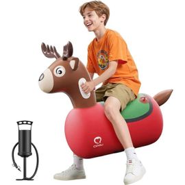 Qpau Renne Gonflable Sauteur Avec Housse & Pompe, Jouet Noël Enfants 5+ & Adultes, Idéal Jeu Extérieur.