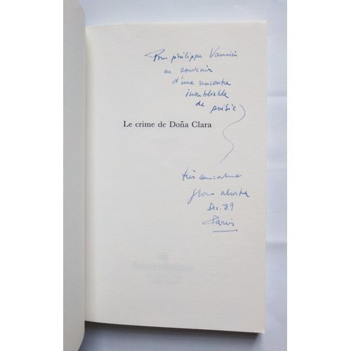 Gloria Alcorta Le Crime De Dona Clara Hc Avec Un Envoi Autographe Signé 1989 Presses De La Renaissance