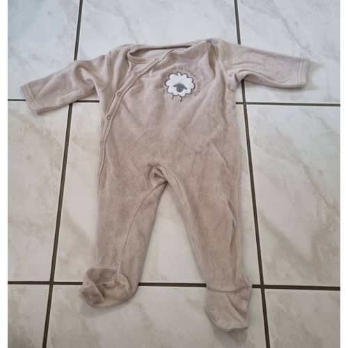 Pyjama Dors-Bien Velours Taupe Mouton Taille 3 Mois