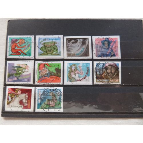 Lot De 10 Timbres Oblitérés Autoadhésifs - "Personnages Principaux Des Contes De Fées" Belgique 2013