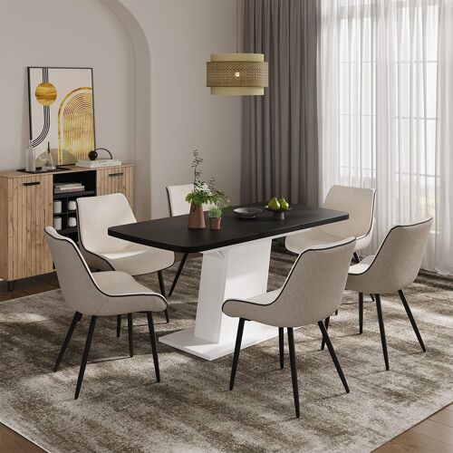 Table de salle à manger extensible noir/blanc 120x77.3cm