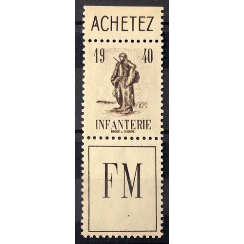 Fm Brun Attenant À Une Vignette (Impeccable N° 10a) Neuf** Luxe (= Sans Trace De Charnière) - France Année 1940 - Brn83 - N19848