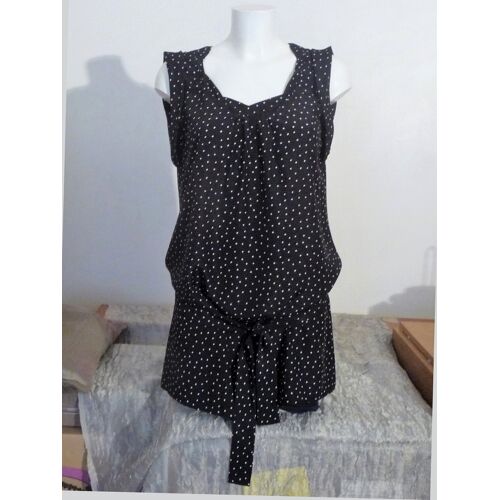 Tunique/ Robe Noir À Points Blanc Et Manches Courtes- Taille 38- Atika