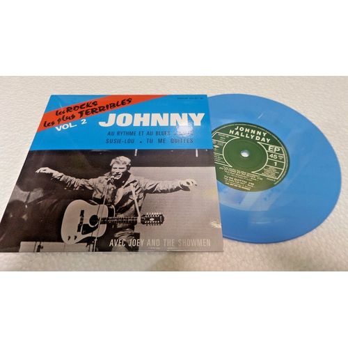45 Tours De Collection / Johnny Hallyday / Vinyle / Au Rythme Et Au Blues - Bleu Réédition 2019