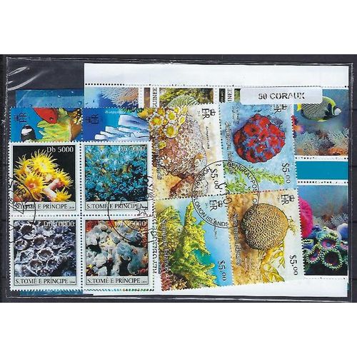 Animaux Coraux 50 Timbres Différents