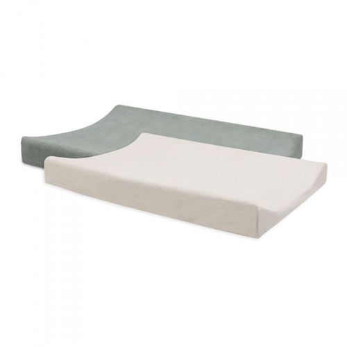 Lot De 2 Housses Matelas À Langer Éponge 50 X 70 Cm Sea Green Et Ivory