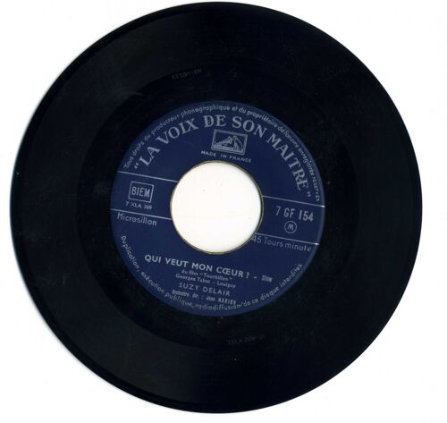 Suzy Delair 45 Tours Vinyle / Sans Pochette : Qui Veut Mon Coeur - J'Suis Pas Paf