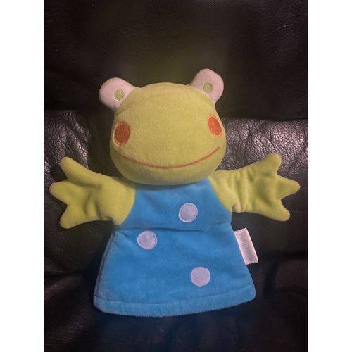 doudou marionnette grenouille bleu vert KIABI BEBE 23cm