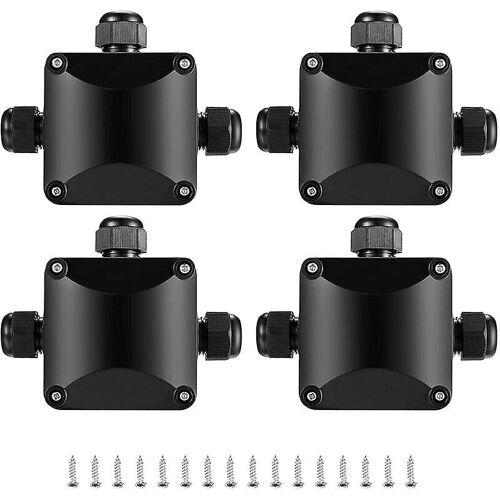 Boîte de jonction IP68 4 pièces, connecteurs étanches 3 voies pour boîtier électrique extérieur, boîte de jonction étanche ¿ Ø 5,5 mm-10 mm/noir