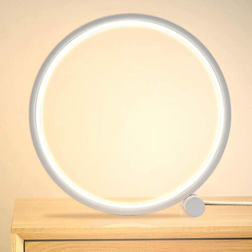 Lampe De Chevet Led Tactile À Intensité Variable, 3 Couleurs, 10 Niveaux De Luminosité, Design Circulaire Moderne, Bureau Rond En Métal