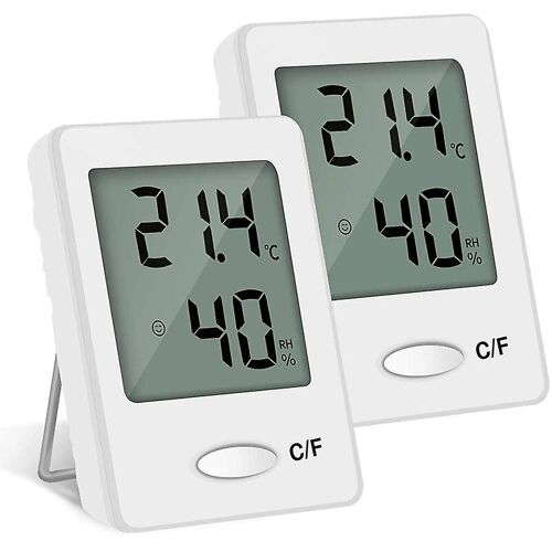 Lot de 2 hygromètres numériques portables haute précision pour intérieur, thermomètre et humidité (blanc)