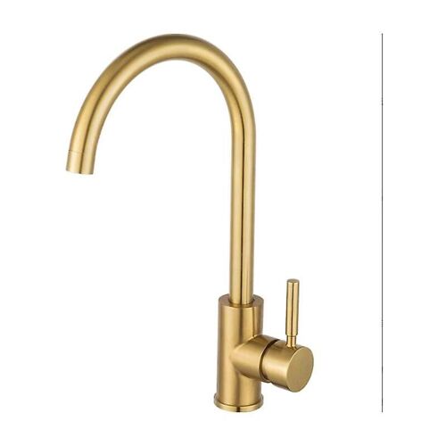 Robinet de cuisine en acier inoxydable doré brossé, mitigeur de cuisine pour évier de comptoir, robinet d'eau chaude et froide