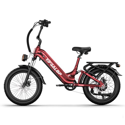 Vélo Électrique Tifgalop Xc20, Batterie Samsung 48 V 20 Ah, Gros Pneu, Rouge