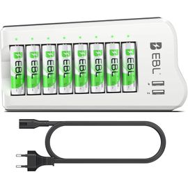 EBL Chargeur pour Accus AA/AAA avec 2 ports USB