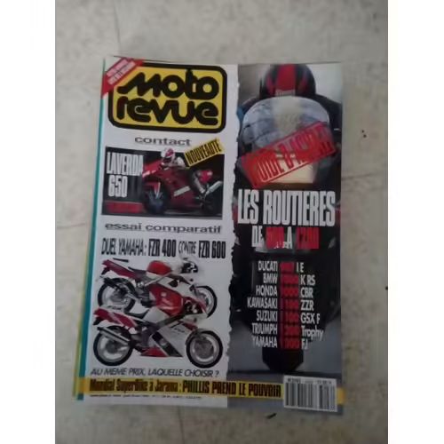 Moto Revue 3046 De 1992 Laverda 650,Yamaha Fzr600,Fzr400,Coupe Kawa,Rouen Sm,Gb Mx250,Bmw K100rs16,Honda Cbr1000,Kawasaki Zzr1100,Suzuki Gsxf1100,Triumph 1200 Trophy,Yamaha Fj1200,