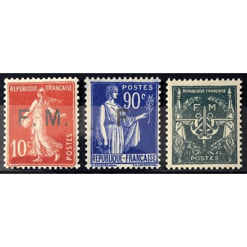 Fm Semeuse 10c Rouge (N° 5) + Fm Paix 90c Outremer - F Noir (N° 10) + Fm Vert (N° 11) Neufs* - France Année 1906 - Brn83 - N34000