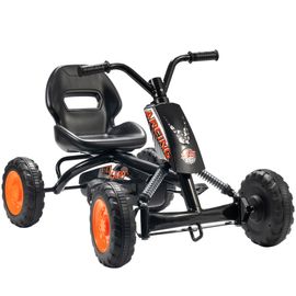Kart À Pédales Go-Kart Enfant Carter Chaine Fermé Marche Av Ar Acier Plastique Orange Noir