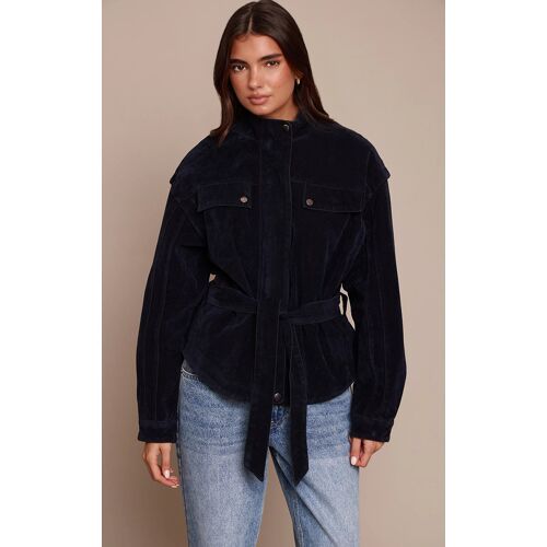 Femme Veste En Suédine Bleu Marine À Ceinture Et Taille Tombante | Taille Large