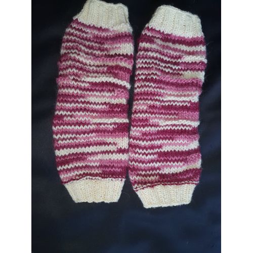 Guêtre Camaïeu Rose Grenat Et Blanc Cassé