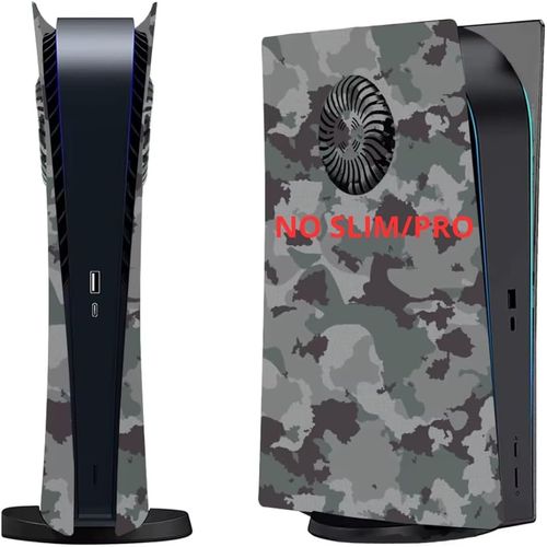 Coque Façades compatibles avec console PlayStation 5, Etui Housse pour PS5. Camouflage Gris. Edition numérique