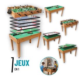 Table de jeux - DEVESSPORT - Multijeux 7en1 - Baby-Foot, Billard, Air Hockey - Pour enfants - 106,9x60,5cm