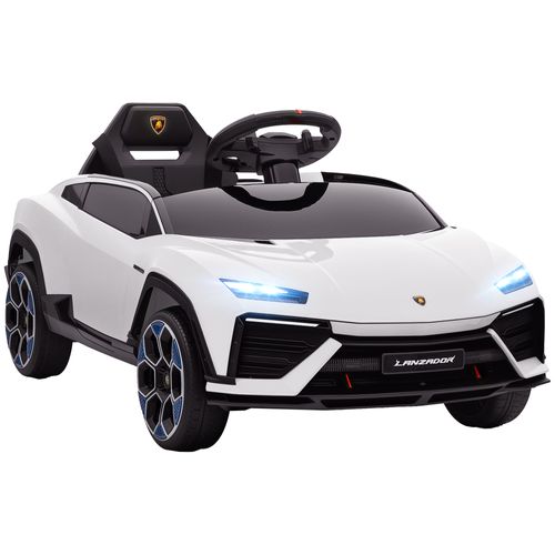 Voiture Électrique Enfant Lamborghini Lanzador 12v 4km/H Max. Télécommande Effets Sonores Lumineux Blanc