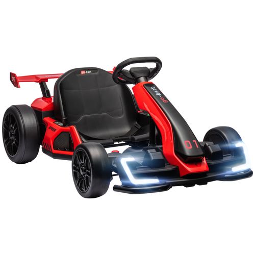 Voiture Électrique Enfant Formule 1 Led - 2 Moteurs 24 V - 12 Km/H Max. - Mode Drift - Noir Rouge
